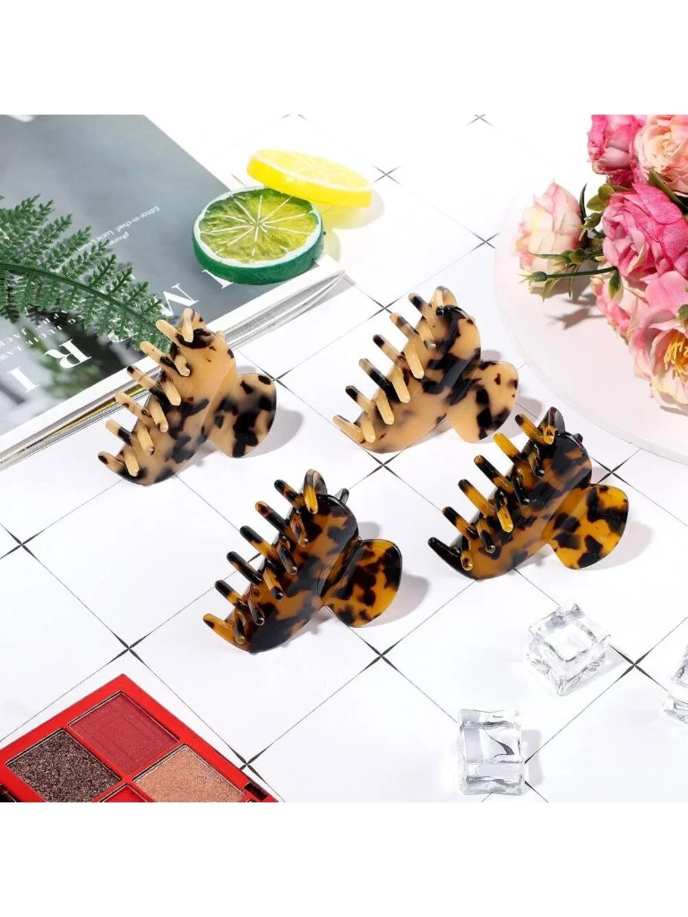 Colorful Medium Hair Claw Clips for Thin Hair | Tortoise Shell Design, Non-Slip